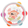 A colorful baby musical instrument set featuring a hand drum and shake rattle for toddlers.