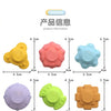 A set of colorful sensory sorting blocks in yellow, pink, blue, purple, green, and orange for babies and toddlers.