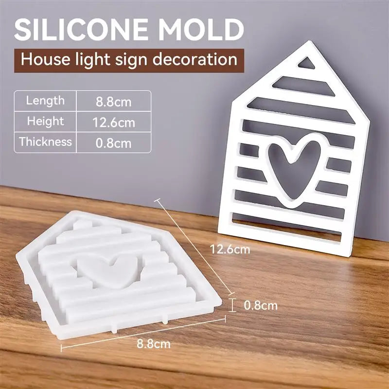 White silicone mold set for house light sign decoration featuring a heart shape.