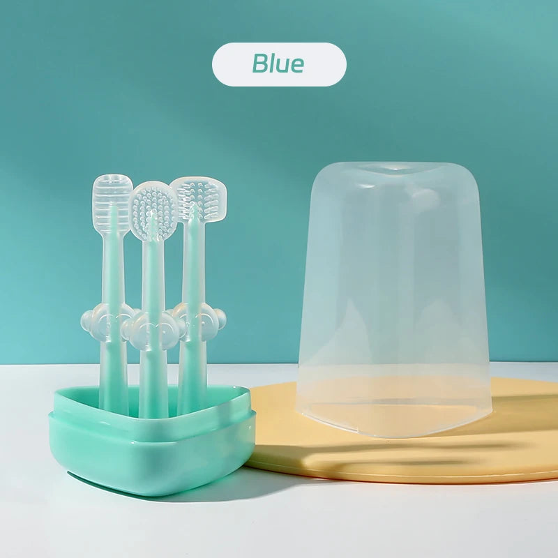 Baby Silicone Toothbrush Set with Tongue Cleaner and Storage Box