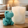3D Knitted Dinosaur Silicone Candle Mold – Cute Sitting Dino Design for DIY Crafts