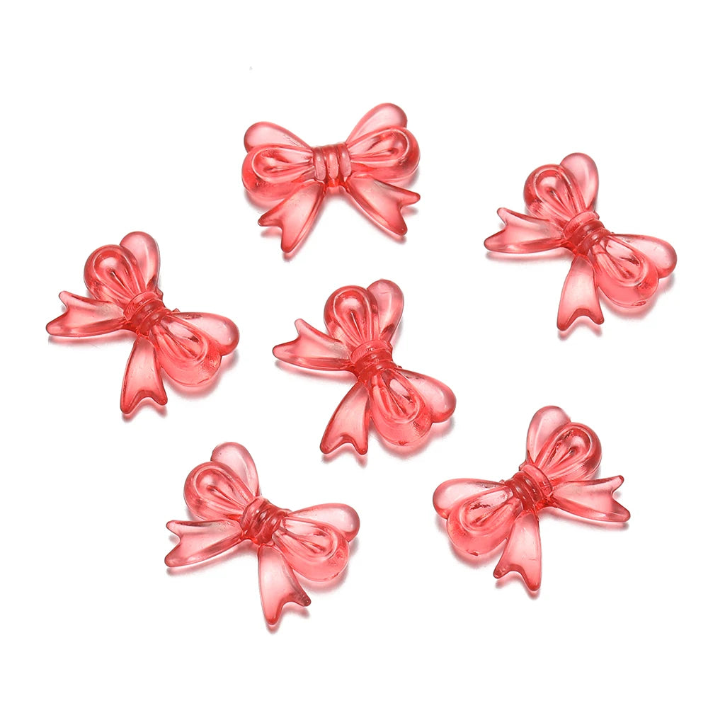 Multicolor Transparent Bow Acrylic Beads for DIY Jewelry Making