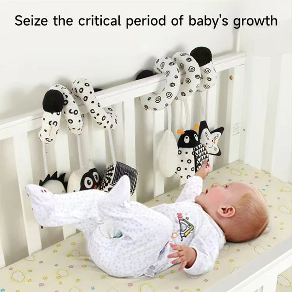 Black and White Animal Hanging Toys for Baby Car Seat and Stroller
