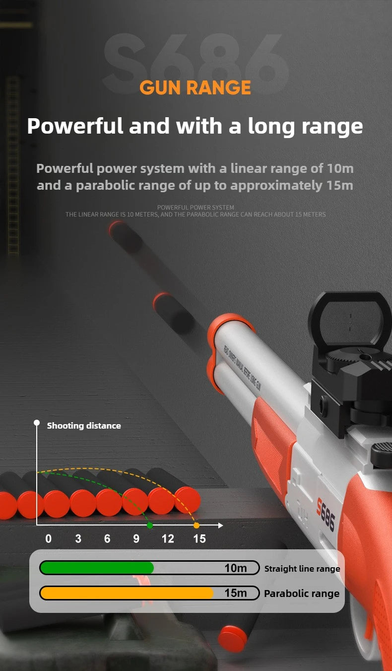Double-Barrel Soft Bullet Toy Shotgun for Outdoor Play