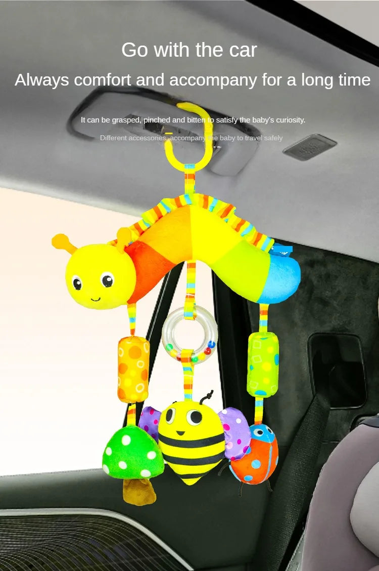 Rainbow Animal Plush Stroller Toy for Babies 0-3 Years