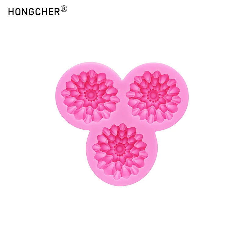 Pink silicone mold shaped like a peony or rose for resin, jewelry, and baking