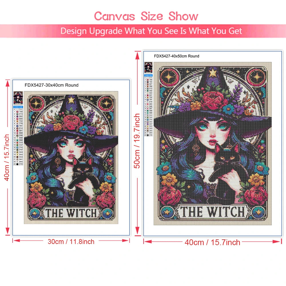 Witch Tarot Diamond Painting Kit - DIY Full Drill Craft for Home Decor