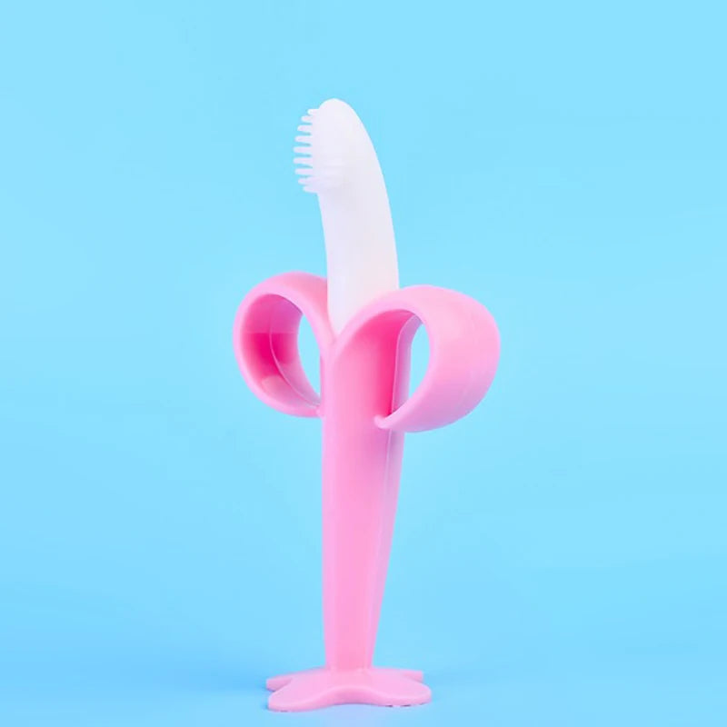 Baby Silicone Teething Brush – Banana Shape Soothing Toothbrush