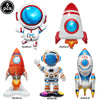 Set of five foil balloon planes for birthday party decor in various colors and sizes