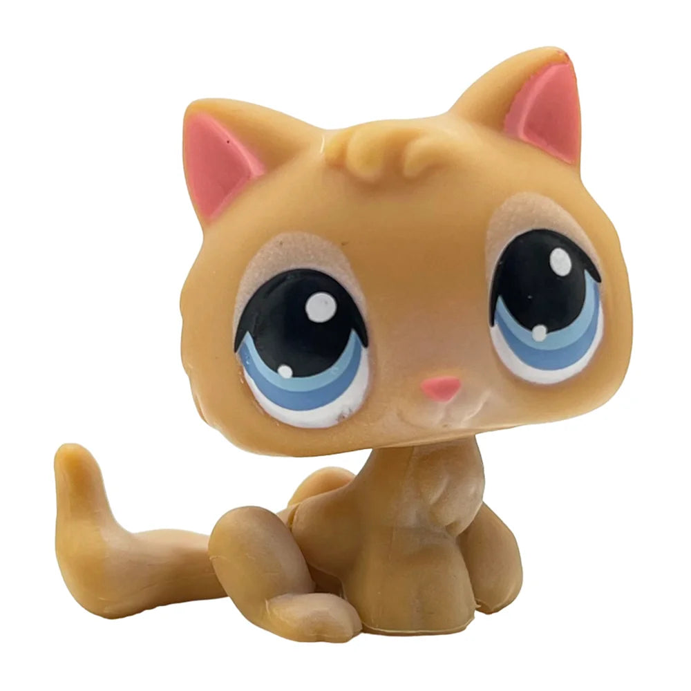 A charming bobble head pet figurine of an orange cat with large blue eyes and pink ears.
