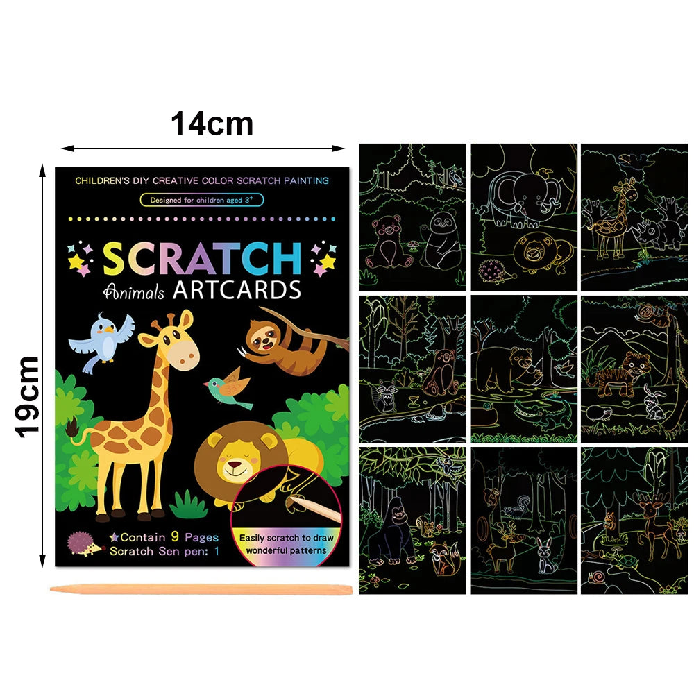 Rainbow Scratch Art Paper Set for Kids – DIY Graffiti & Drawing Activity Book