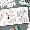 A page of cute stationery memo pads showing a weekly plan layout with days, times, and notes.