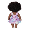 A 12-inch realistic African American baby doll wearing a purple and light blue star-patterned outfit.