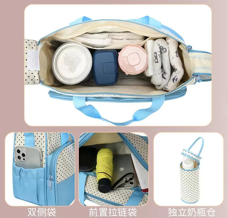 Multifunctional Crossbody Diaper Bag with Five-Piece Set
