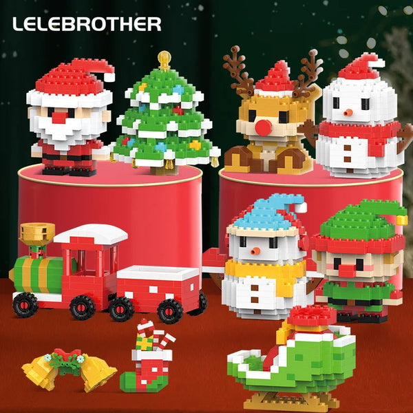 LEGO-Minifiguren mit Weihnachtsmann, Rentieren und Weihnachtsszenen für Tischdekoration