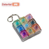 A colorful 1PC LED keyboard keycap fidget keychain with various colored plastic keys.