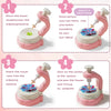 A four-step guide showing how to assemble a fabric flower bouquet craft kit using an embossing machine.