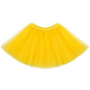 A bright yellow three-layer tutu skirt for girls displayed flat.