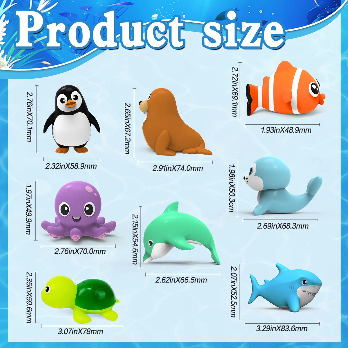 8-Piece Wind-Up Sea Animal Bath Toys Set