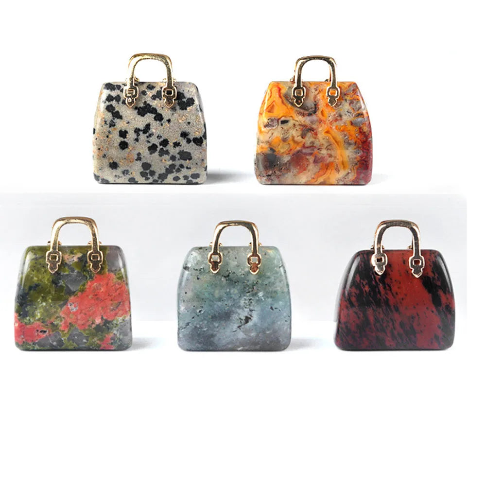 Mini Handbag-Shaped Crystal Agate Pendant for Jewelry Making