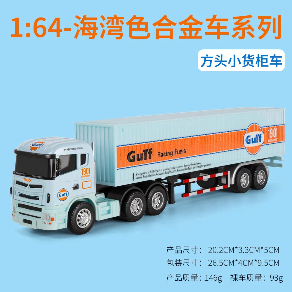 1:64 Scale Die-Cast Trailer Truck with Container - Gulf Racing Edition