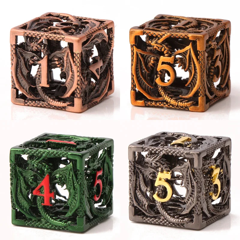 Hollow Metal Polyhedral Dragon Dice Set