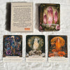 A set of Crystals Wisdom Oracle Cards featuring Labradorite, Selenite, and Tiger's Eye cards.
