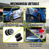 Mechanical details of a 2.4G 4WD RC drift car showing tires and adjustable lights.