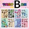 A colorful sticker puzzle set featuring various unicorn and fantasy-themed faces and elements for kids