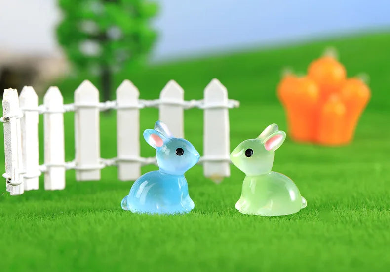 Glow-in-the-Dark Bunny Resin Figurines for Easter & Home Decor