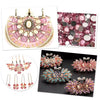Pink and gold resin rhinestone flower brooch and various flat back rhinestones for crafts