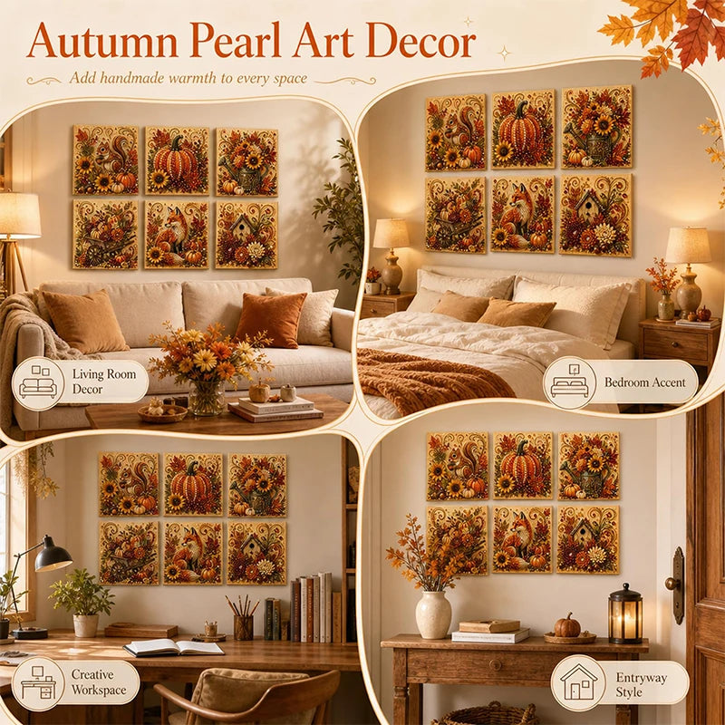 Autumn Pumpkin 5D Pearl Painting Kit with Frame