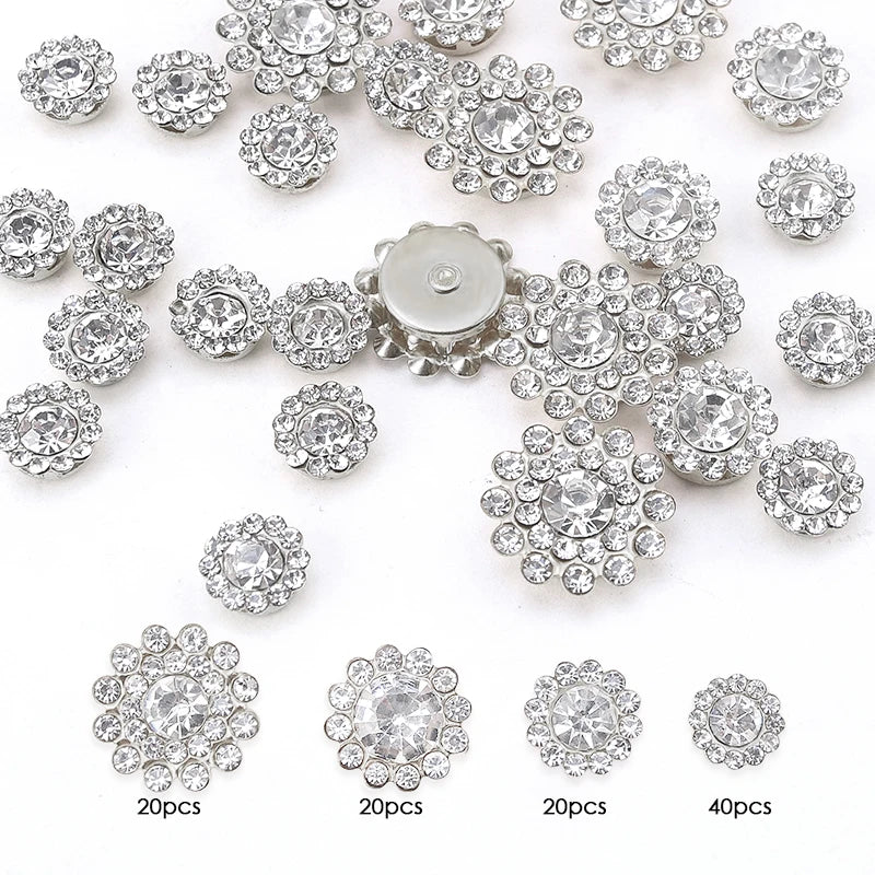Silver crystal glass sunflower claw rhinestones for sewing in various sizes and quantities