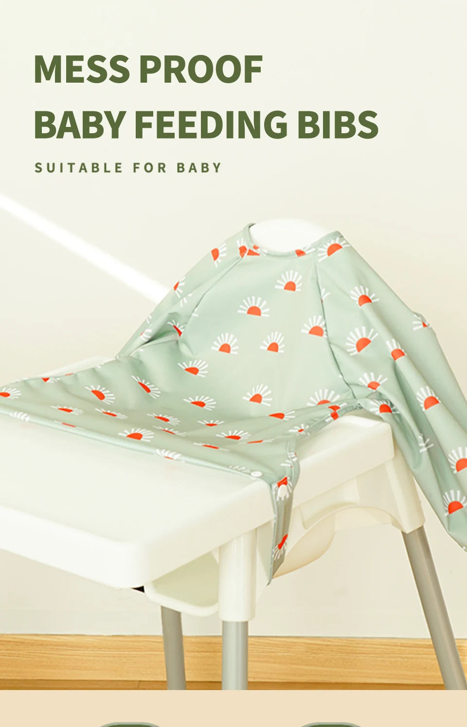 Waterproof Long-Sleeve Baby Bibs with Cute Designs