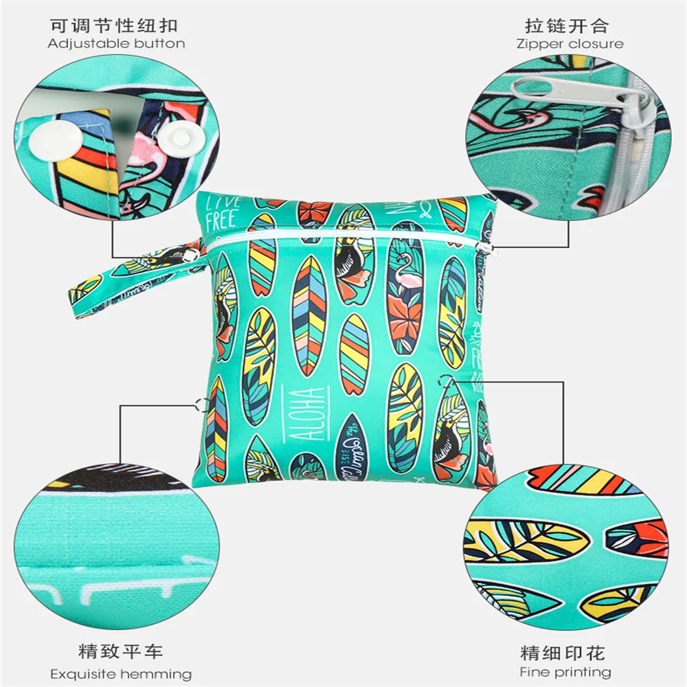 Waterproof Wet Bag with Zipper — Cute Storage for Diapers, Swimwear & More