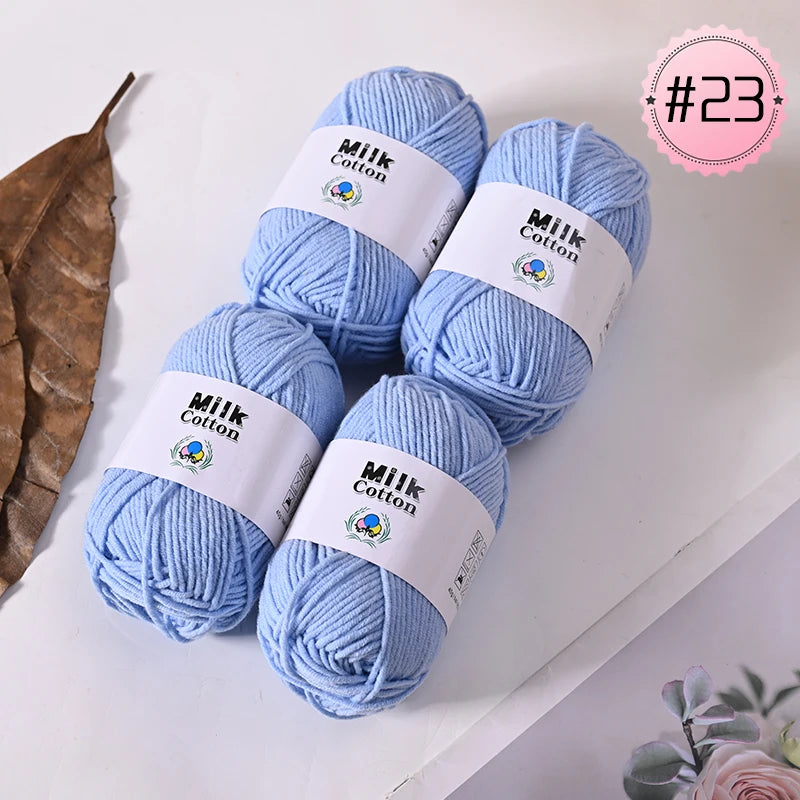 Soft Milk Cotton Yarn Value Pack - 4 Balls for Knitting & Crochet
