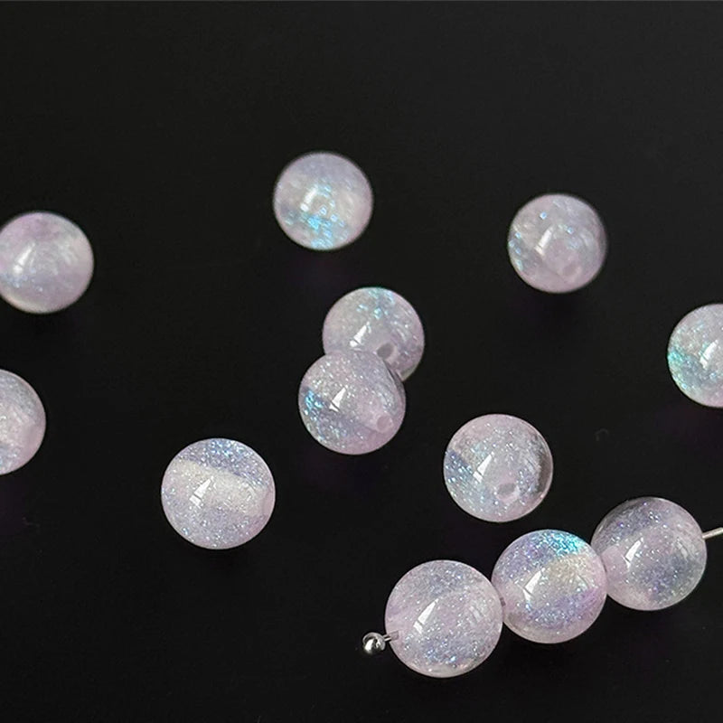 Fine Flashing Resin Beads, Round Loose Beads for Jewelry Making