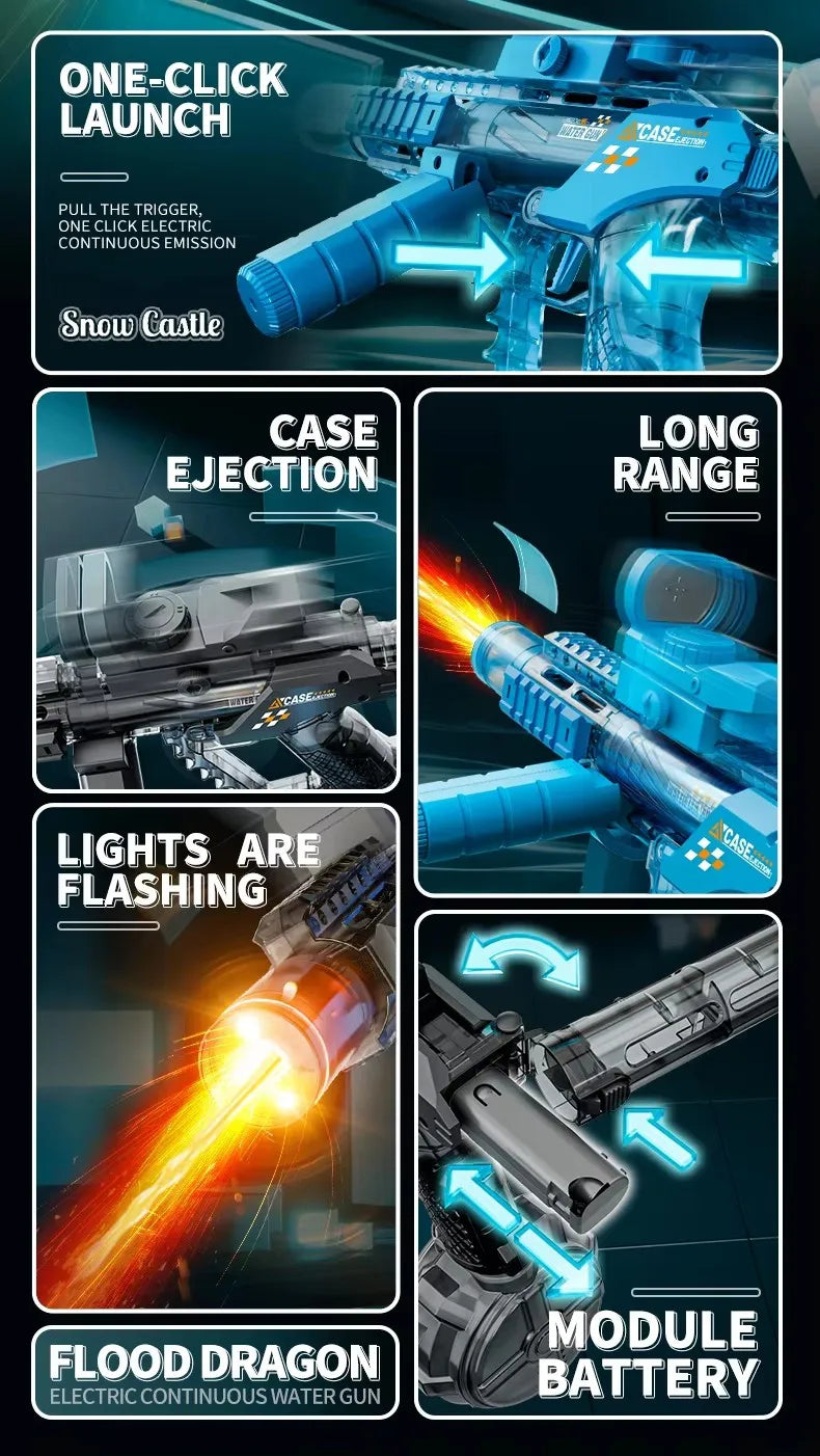 Electric Water Gun with Long-Range Shooting and Light Effects