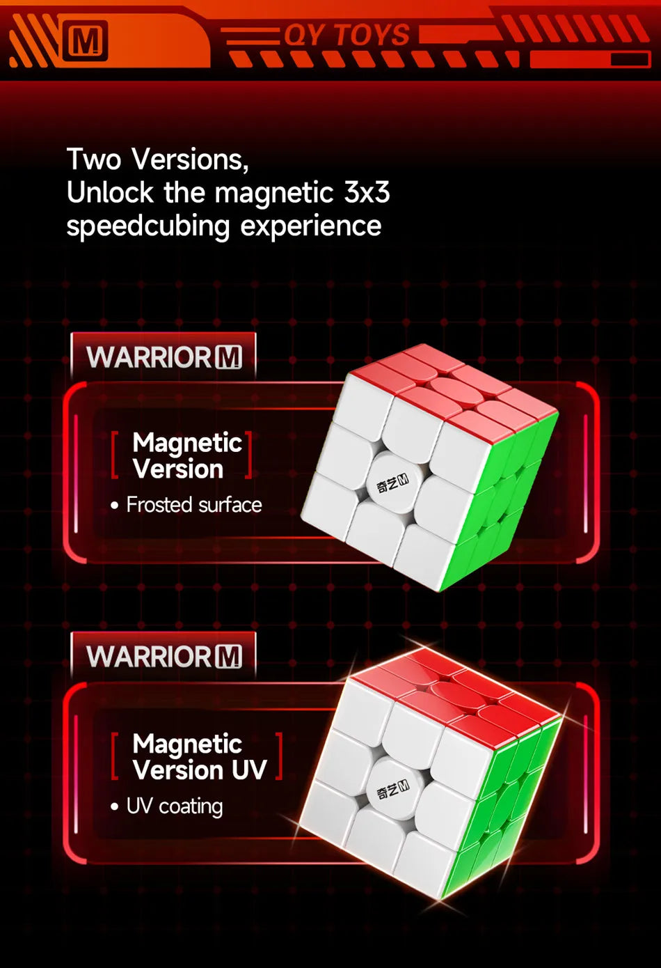 QiYi Warrior M 3x3 Magnetic Speed Cube – Professional Puzzle for Kids & Adults