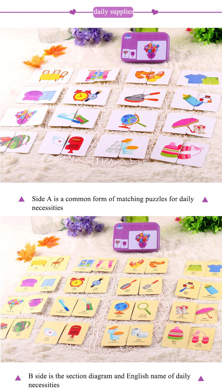 Montessori Wooden Animal Puzzle Set with Storage Box