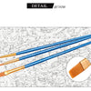 A set of nylon brush tips in blue and gold colors displayed against a topographic map background.
