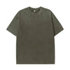 A dark olive green men's retro washed heavyweight cotton t-shirt shown flat lay.