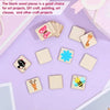 A collection of blank light wood squares featuring various cute animal designs for art projects and crafts.