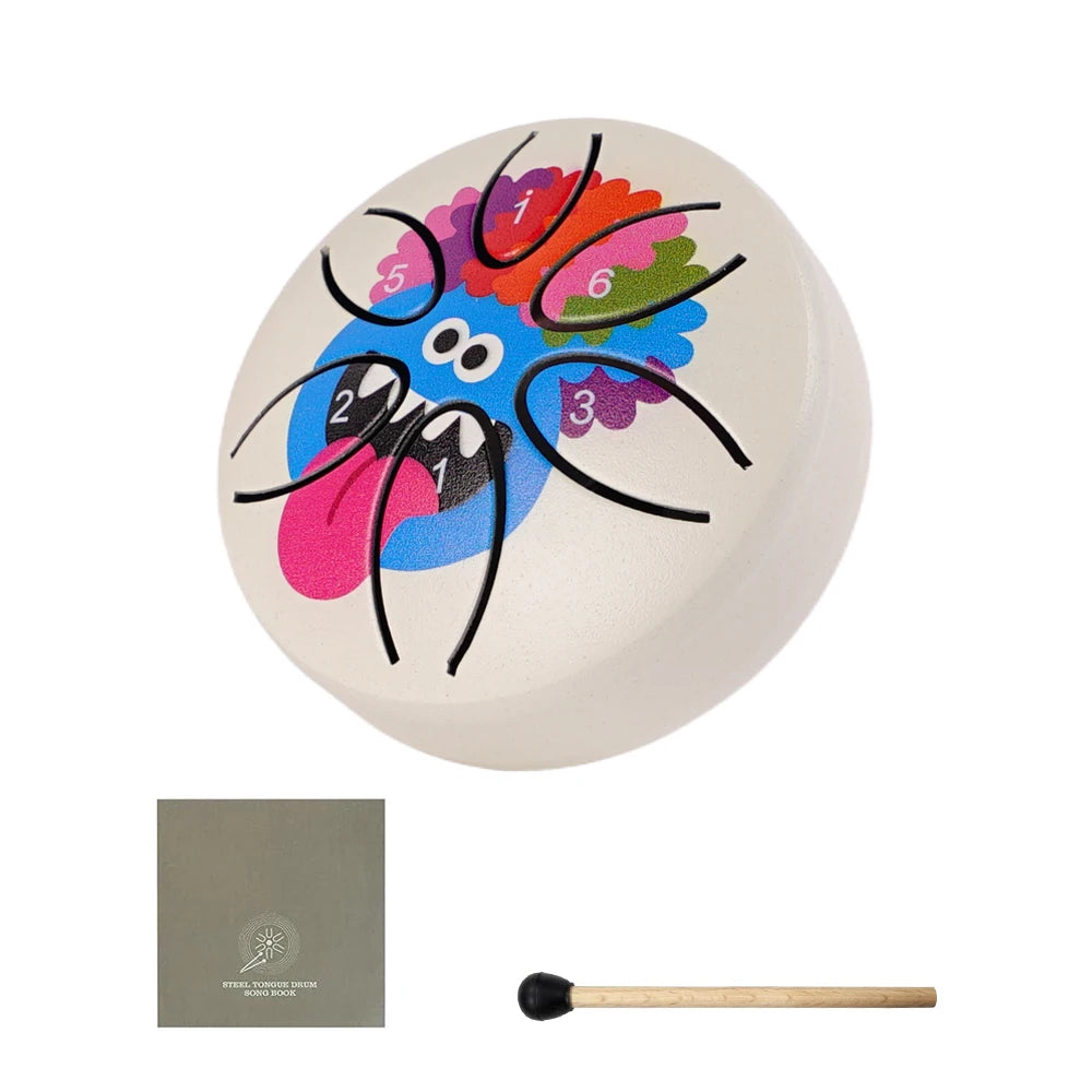 6-Note Steel Tongue Drum with Mallet and Unique Patterns