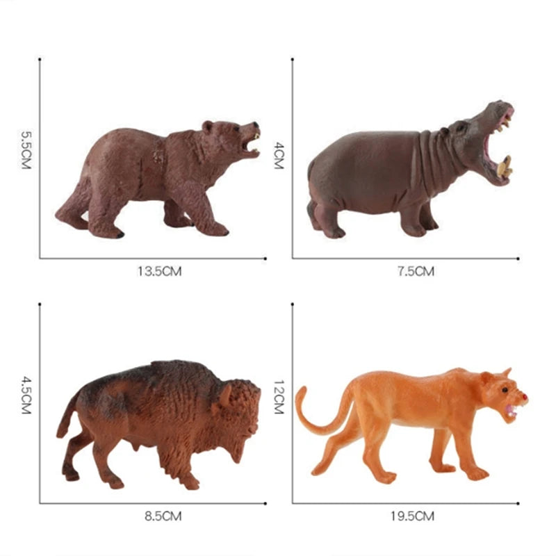 Realistic Wild Animal Figures - Leopard, Tiger, Lion, Elephant, Zebra Set