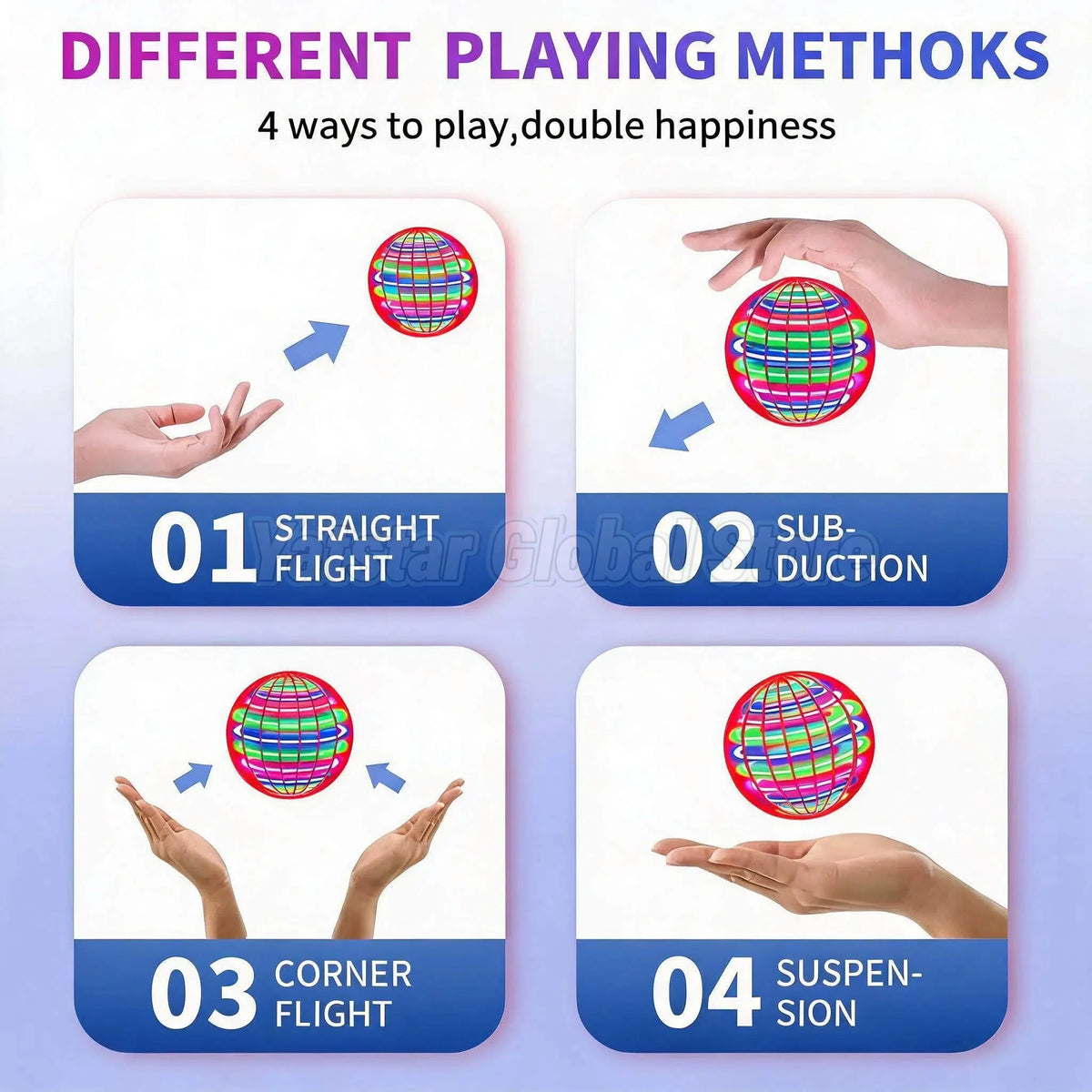Hand-Controlled LED Flying Ball with 360° Spin