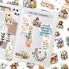 A spread of inspiring Christian verse stickers and decorative elements for journaling and worship