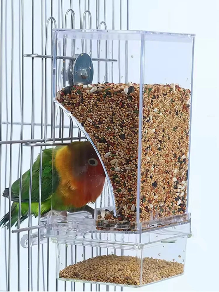 Clear Anti-Spill Parrot Bird Feeder