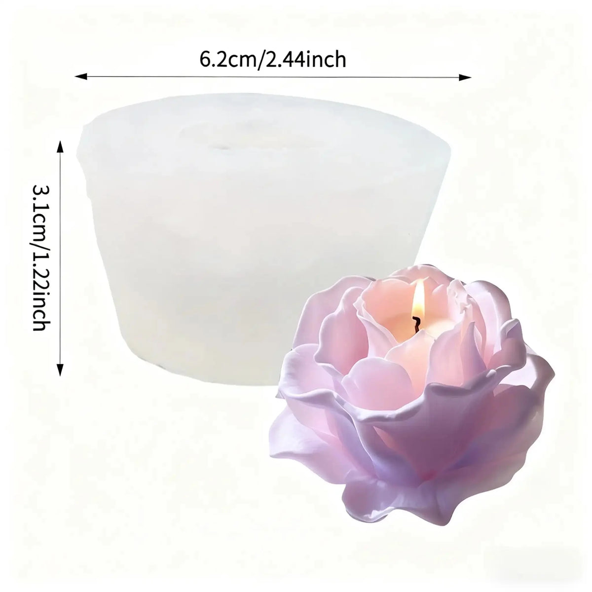 A light purple silicone flower mold used for making candles, soap, and other crafts.