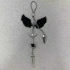 Silver beaded wing cross phone lanyard keychain with a pendant and charm